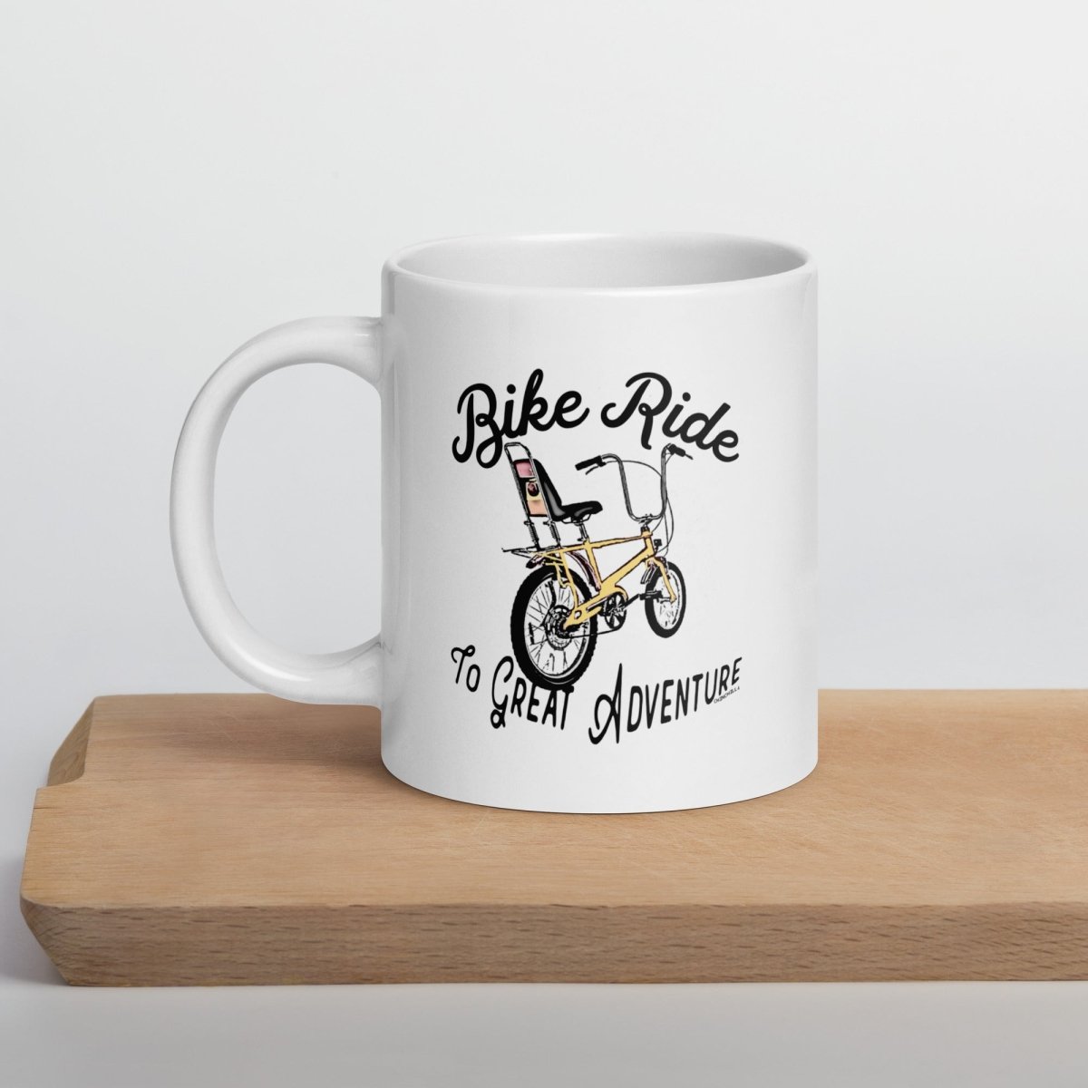 Bike Ride To Great Adventure White Glossy Mug - Chinchilla Choons
